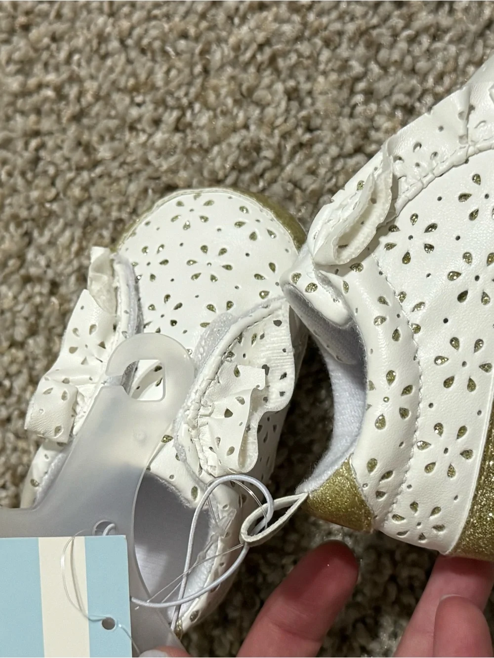 Cat & Jack White Baby Sandals with Gold Trim
